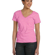 Ladies' Lightweight Striped V-Neck T-Shirt
