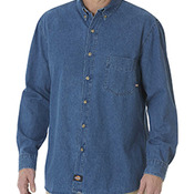 Unisex Long-Sleeve Button-Down Denim Shirt